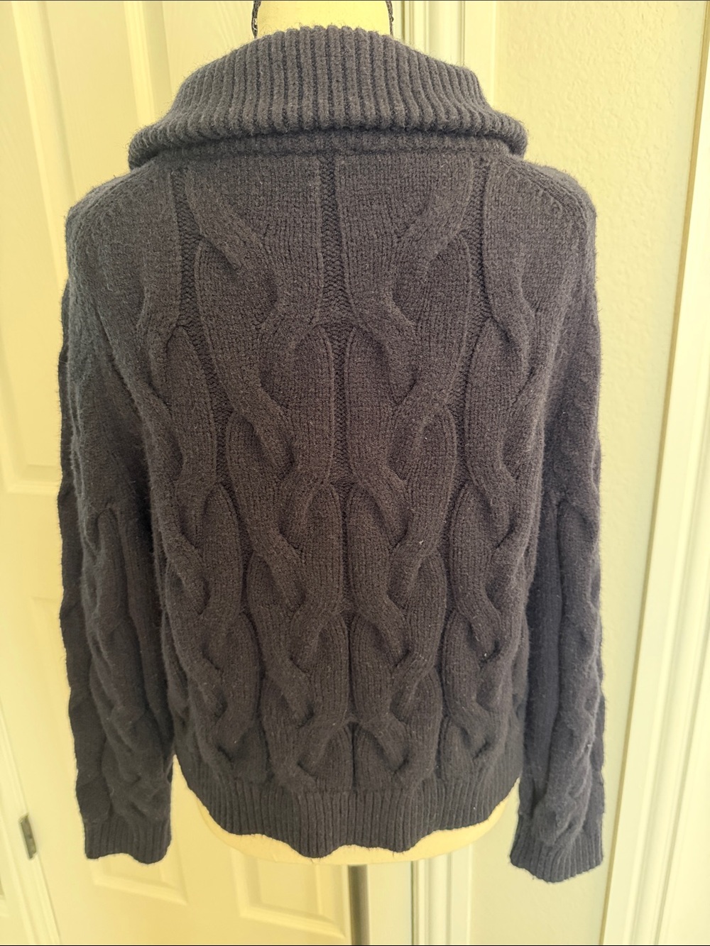 Talbots Navy Cable-Knit Zip Front Cardigan - Picture 2 of 3